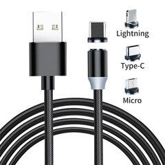 Traat, kaabel, magnetlaadija 3in1 (Micro USB, Type-C, iPhone Lightning) telefonile hind ja info | Mobiiltelefonide kaablid | kaup24.ee