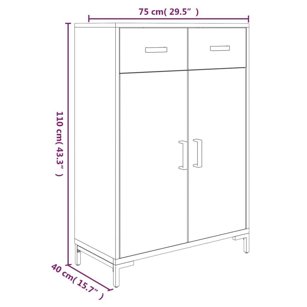 vidaXL kingariiul, 75 x 40 x 110 cm, männipuit hind ja info | Jalatsikapid, jalatsiriiulid | kaup24.ee