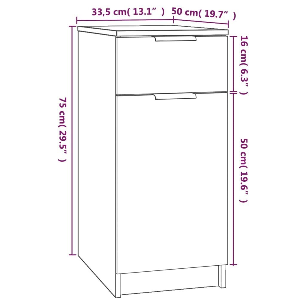 vidaXL sahtlikapp, betoonhall, 33,5x50x75 cm, tehispuit цена и информация | Elutoa väikesed kapid | kaup24.ee