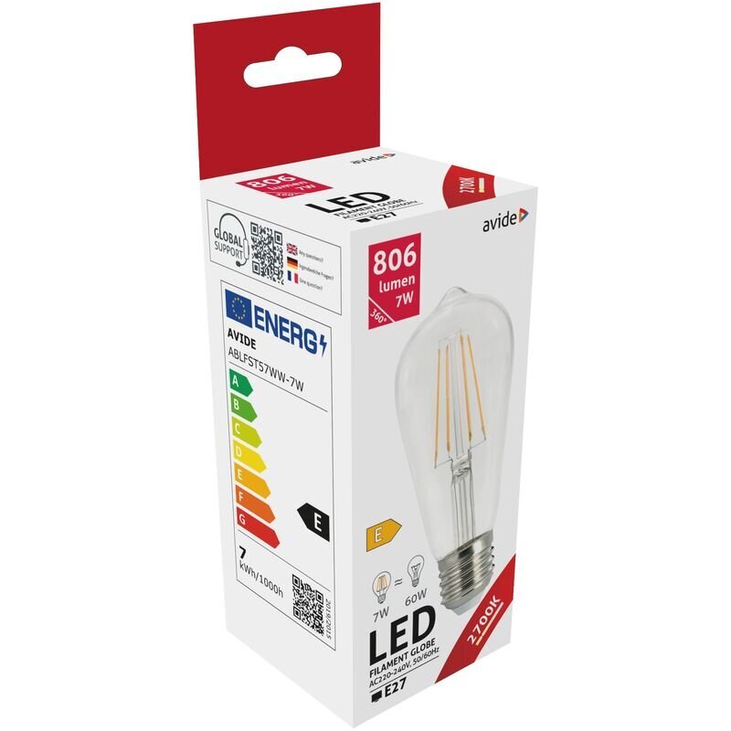 LED lamp Avide 7W E27 ST57 Filament цена и информация | Lambipirnid, lambid | kaup24.ee