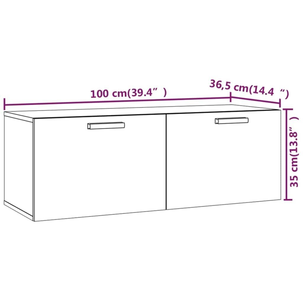 vidaXL seinakapp, betoonhall, 100 x 36,5 x 35 cm, tehispuit цена и информация | Elutoa väikesed kapid | kaup24.ee