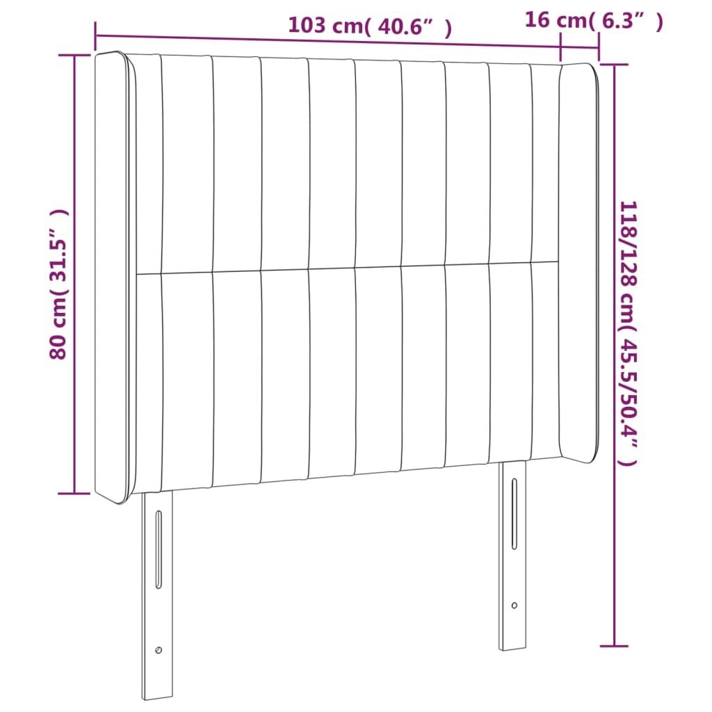 vidaXL voodipeats servadega, helehall, 103x16x118/128 cm, samet цена и информация | Voodid | kaup24.ee