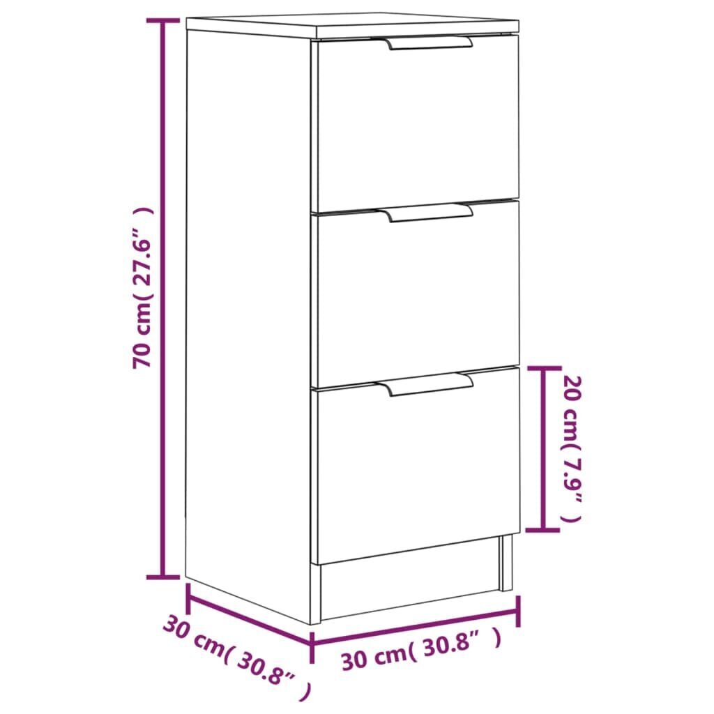 vidaXL puhvetkapid 2 tk, betoonhall, 30 x 30 x 70 cm, tehispuit hind ja info | Elutoa väikesed kapid | kaup24.ee