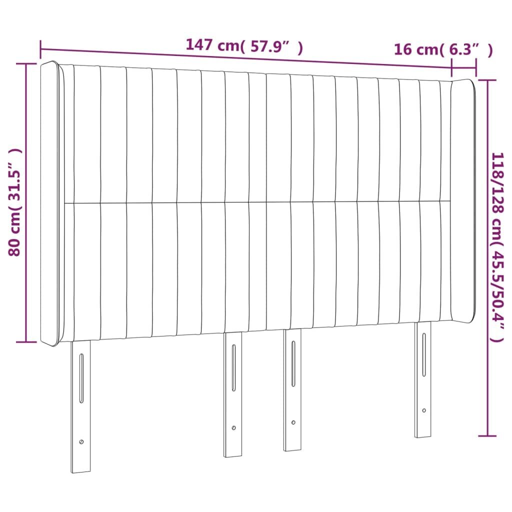 vidaXL voodipeats servadega, tumeroheline, 147x16x118/128 cm, samet цена и информация | Voodid | kaup24.ee