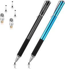 Mixoo Precision Disc Stylus Touch Pen Стилус 2 в 1 Емкостная ручка для сенсорного экрана, совместимая со смартфонами и планшетами, черный + синий цена и информация | Аксессуары для планшетов, электронных книг | kaup24.ee