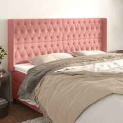 vidaXL voodipeats servadega, roosa, 203x16x118/128 cm, samet hind ja info | Voodid | kaup24.ee