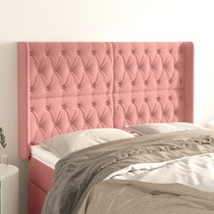 vidaXL voodipeats servadega, roosa, 147x16x118/128 cm, samet hind ja info | Voodid | kaup24.ee