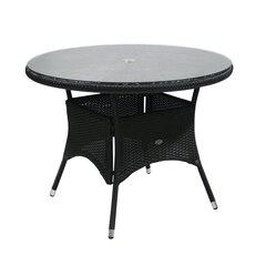 Круглый стол для использования на открытом воздухе Wicker, черный цена и информация | Садовые столы, столики | kaup24.ee