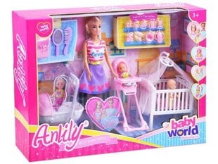 Кукла Anlily с малышом, коляской и кроваткой цена и информация | Игрушки для девочек | kaup24.ee