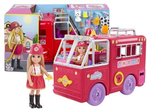 Nukk Barbie Chelsea tuletõrjeauto komplekt, HCK73 hind ja info | Tüdrukute mänguasjad | kaup24.ee