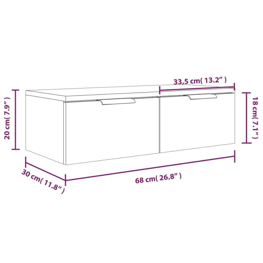 vidaXL seinakapp, suitsutatud tamm, 68 x 30 x 20 cm, tehispuit цена и информация | Elutoa väikesed kapid | kaup24.ee