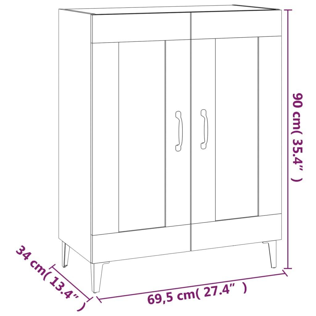 vidaXL puhvetkapp, must, 69,5 x 34 x 90 cm, tehispuit цена и информация | Elutoa väikesed kapid | kaup24.ee