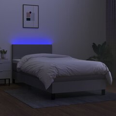 vidaXL kontinentaalvoodi madratsiga ja LED, helehall, 80x200 cm, kangas цена и информация | Кровати | kaup24.ee