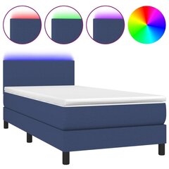 vidaXL kontinentaalvoodi madratsiga ja LED, sinine, 80x200 cm, kangas цена и информация | Кровати | kaup24.ee