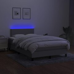 vidaXL kontinentaalvoodi madratsiga ja LED, helehall, 120x200 cm, kangas цена и информация | Кровати | kaup24.ee