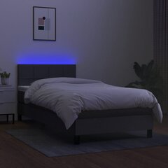 vidaXL kontinentaalvoodi madratsiga ja LED, tumehall, 80x200 cm, kangas цена и информация | Кровати | kaup24.ee