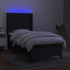 vidaXL kontinentaalvoodi madratsiga ja LED, must, 80x200 cm, kangas цена и информация | Кровати | kaup24.ee