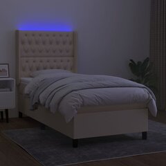 vidaXL kontinentaalvoodi madratsiga ja LED, kreemjas, 80x200 cm, kangas цена и информация | Кровати | kaup24.ee