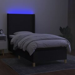 vidaXL kontinentaalvoodi madratsiga ja LED, must, 80x200 cm, kangas hind ja info | Voodid | kaup24.ee