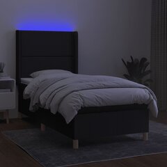 vidaXL kontinentaalvoodi madratsiga ja LED, must, 80x200 cm, kangas цена и информация | Кровати | kaup24.ee