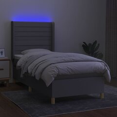 vidaXL kontinentaalvoodi madratsiga ja LED, helehall, 80x200 cm, kangas цена и информация | Кровати | kaup24.ee