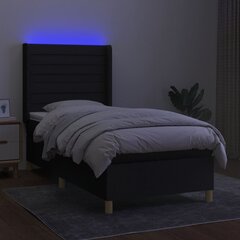 vidaXL kontinentaalvoodi madratsiga ja LED, must, 80x200 cm, kangas hind ja info | Voodid | kaup24.ee