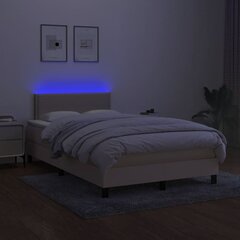 vidaXL kontinentaalvoodi madratsiga ja LED, kreemjas, 120x200 cm, kangas hind ja info | Voodid | kaup24.ee
