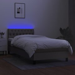 vidaXL kontinentaalvoodi madratsiga ja LED, pruunikas, 90x190 cm, kangas цена и информация | Кровати | kaup24.ee