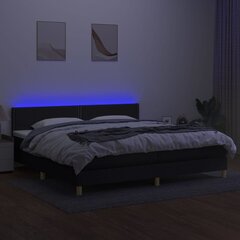 vidaXL kontinentaalvoodi madratsiga ja LED, must, 200x200 cm, kangas цена и информация | Кровати | kaup24.ee