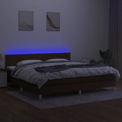 vidaXL kontinentaalvoodi madratsiga ja LED, tumepruun, 200x200 cm, kangas цена и информация | Кровати | kaup24.ee