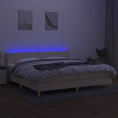 vidaXL kontinentaalvoodi madratsiga ja LED, kreemjas, 200x200 cm, kangas цена и информация | Кровати | kaup24.ee