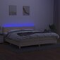 vidaXL kontinentaalvoodi madratsiga ja LED, kreemjas, 200x200 cm, kangas цена и информация | Voodid | kaup24.ee