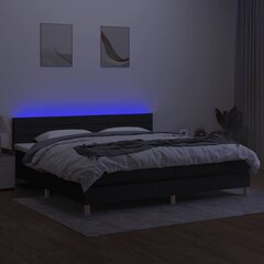 vidaXL kontinentaalvoodi madratsiga ja LED, must, 200x200 cm, kangas цена и информация | Кровати | kaup24.ee