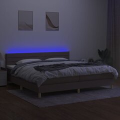 vidaXL kontinentaalvoodi madratsiga ja LED, pruunikas, 200x200 cm, kangas hind ja info | Voodid | kaup24.ee