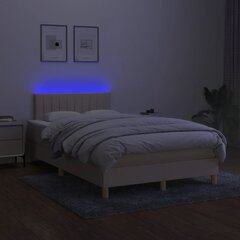 vidaXL kontinentaalvoodi madratsiga ja LED, kreemjas, 120x200 cm, kangas цена и информация | Кровати | kaup24.ee