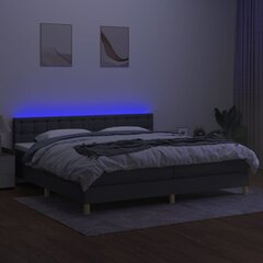 vidaXL kontinentaalvoodi madratsiga ja LED, tumehall, 200x200 cm, kangas цена и информация | Кровати | kaup24.ee