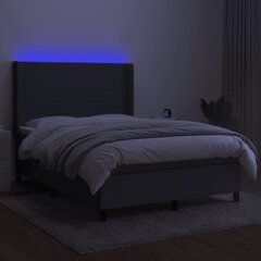 vidaXL kontinentaalvoodi madratsiga ja LED, tumehall, 140x200 cm, kangas цена и информация | Кровати | kaup24.ee