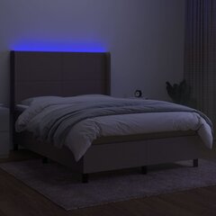 vidaXL kontinentaalvoodi madratsiga ja LED, pruunikas, 140x200 cm, kangas цена и информация | Кровати | kaup24.ee