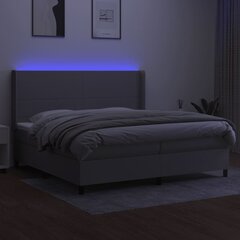 vidaXL kontinentaalvoodi madratsiga ja LED, helehall, 200x200 cm, kangas цена и информация | Кровати | kaup24.ee