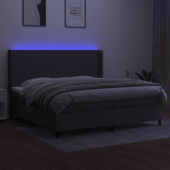 vidaXL kontinentaalvoodi madratsiga ja LED, tumehall, 200x200 cm, kangas цена и информация | Кровати | kaup24.ee