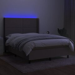 vidaXL kontinentaalvoodi madrats ja LED, pruunikas, 140x190 cm, kangas цена и информация | Кровати | kaup24.ee