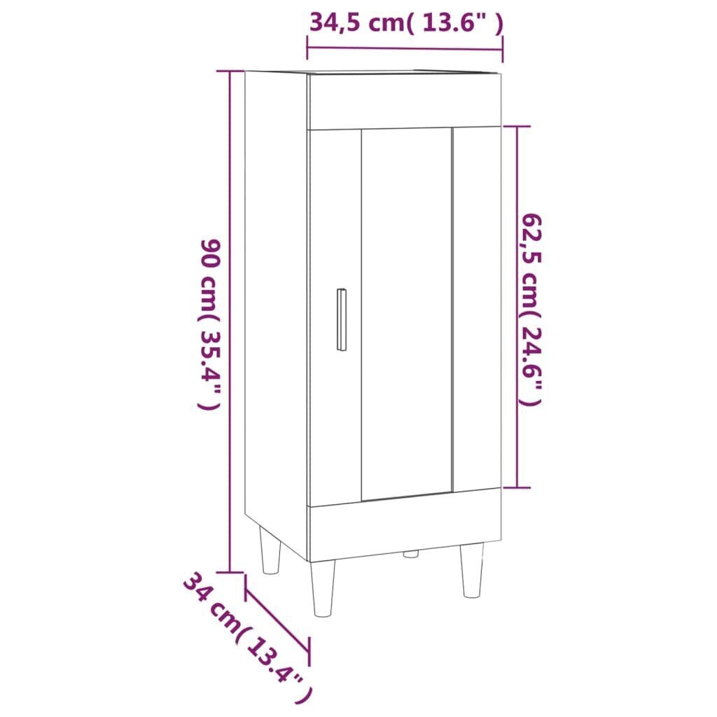 vidaXL puhvetkapp, suitsutatud tamm, 34,5 x 34 x 90 cm, tehispuit hind ja info | Elutoa väikesed kapid | kaup24.ee