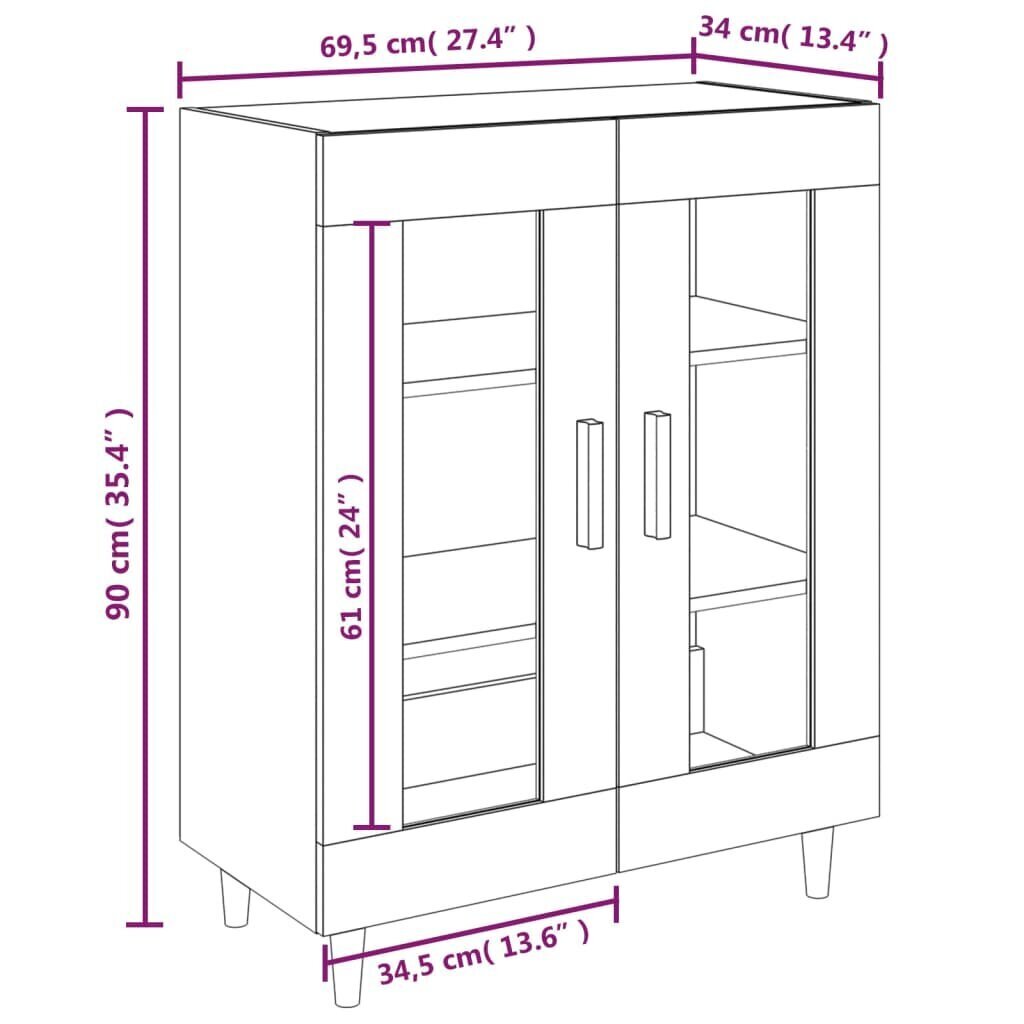 vidaXL puhvetkapp, pruun tamm, 69,5 x 34 x 90 cm, tehispuit hind ja info | Elutoa väikesed kapid | kaup24.ee