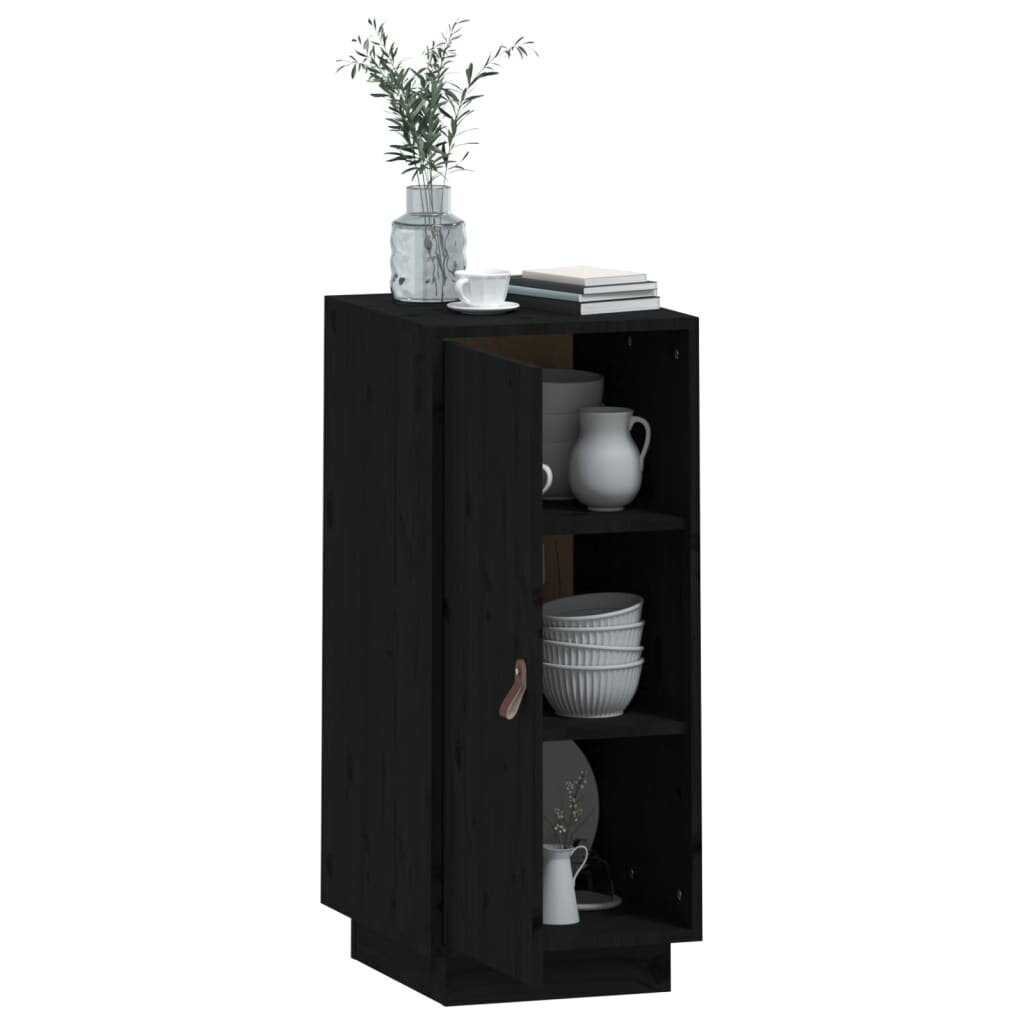 vidaXL puhvetkapp, must, 34x40x75 cm, männipuit hind ja info | Elutoa väikesed kapid | kaup24.ee