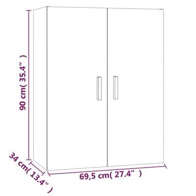 vidaXL seinakapp, kõrgläikega valge, 69,5 x 34 x 90 cm цена и информация | Elutoa väikesed kapid | kaup24.ee