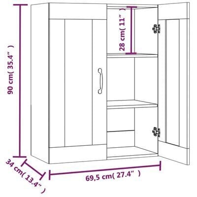 vidaXL seinakapp, pruun tamm, 69,5x34x90 cm hind ja info | Elutoa väikesed kapid | kaup24.ee