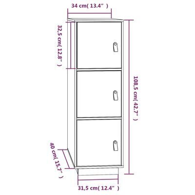 vidaXL kõrge kapp, valge, 34 x 40 x 108,5 cm, männipuit цена и информация | Elutoa väikesed kapid | kaup24.ee