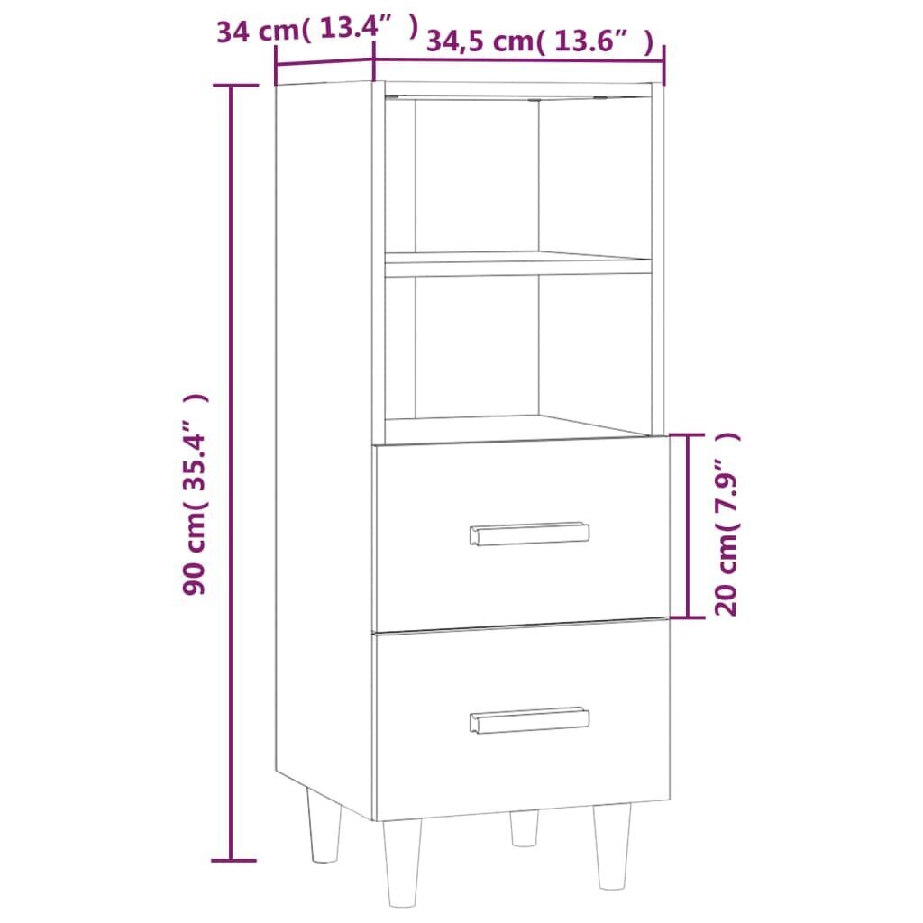 vidaXL puhvetkapp, must, 34,5x34x90 cm, tehispuit цена и информация | Elutoa väikesed kapid | kaup24.ee