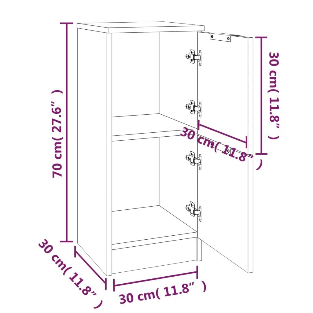 vidaXL puhvetkapp, suitsutatud tamm, 30 x 30 x 70 cm, tehispuit hind ja info | Elutoa väikesed kapid | kaup24.ee