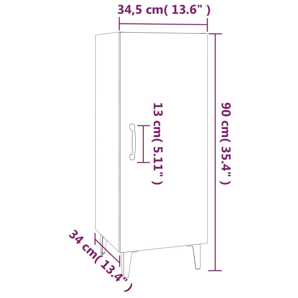 vidaXL puhvetkapp, must, 34,5x34x90 cm, tehispuit hind ja info | Elutoa väikesed kapid | kaup24.ee